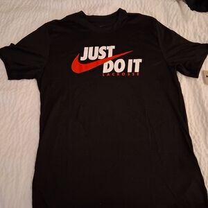 Nike Black and Red 'Just Do It' Lacrosse Tee